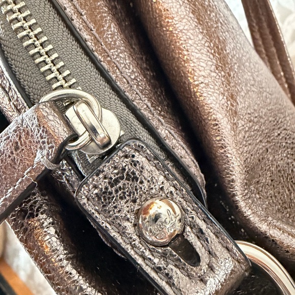 Coach Satchel Pewter Metallic Leather w/ 2 Hangtags Silver 2010 #14976 EUC - Picture 14 of 16